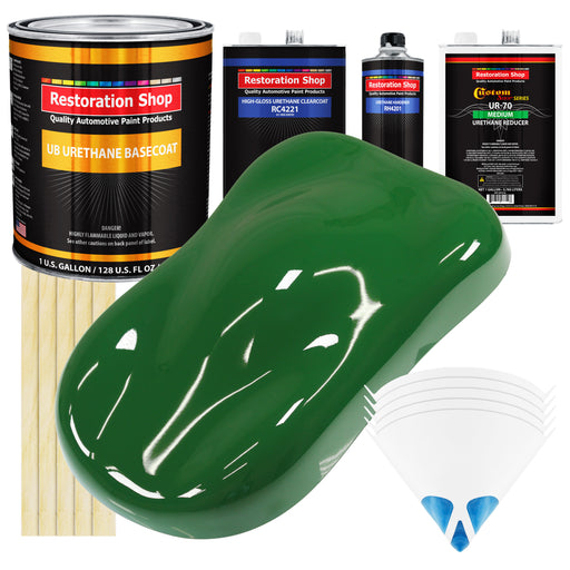 Emerald Green - Urethane Basecoat with Clearcoat Auto Paint (Complete Medium Gallon Paint Kit) Professional High Gloss Automotive Car Truck Coating