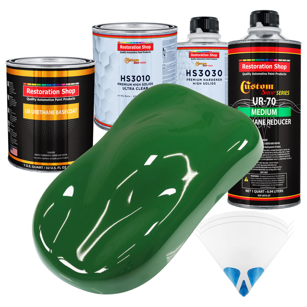 Emerald Green - Urethane Basecoat with Premium Clearcoat Auto Paint - Complete Medium Quart Paint Kit - Professional High Gloss Automotive Coating