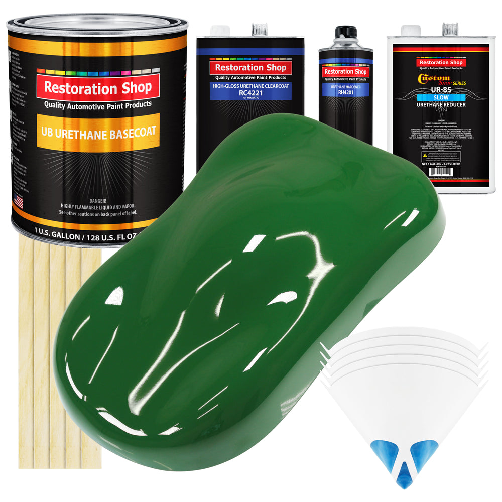 Emerald Green - Urethane Basecoat with Clearcoat Auto Paint - Complete Slow Gallon Paint Kit - Professional High Gloss Automotive, Car, Truck Coating