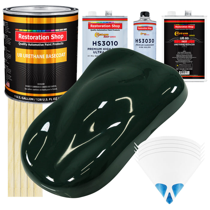 British Racing Green - Urethane Basecoat with Premium Clearcoat Auto Paint (Complete Fast Gallon Paint Kit) Professional High Gloss Automotive Coating