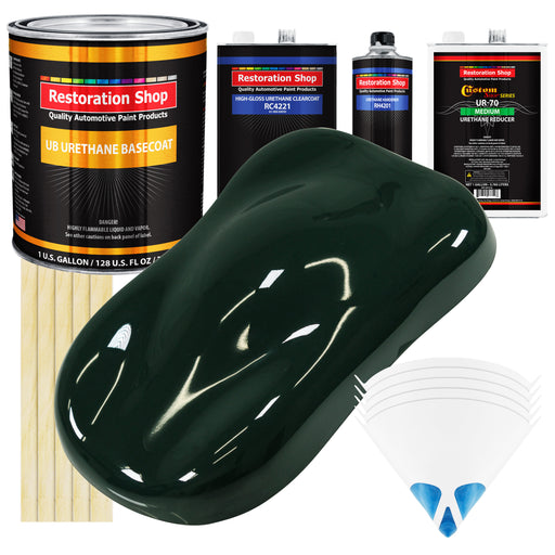 British Racing Green - Urethane Basecoat with Clearcoat Auto Paint (Complete Medium Gallon Paint Kit) Professional Gloss Automotive Car Truck Coating