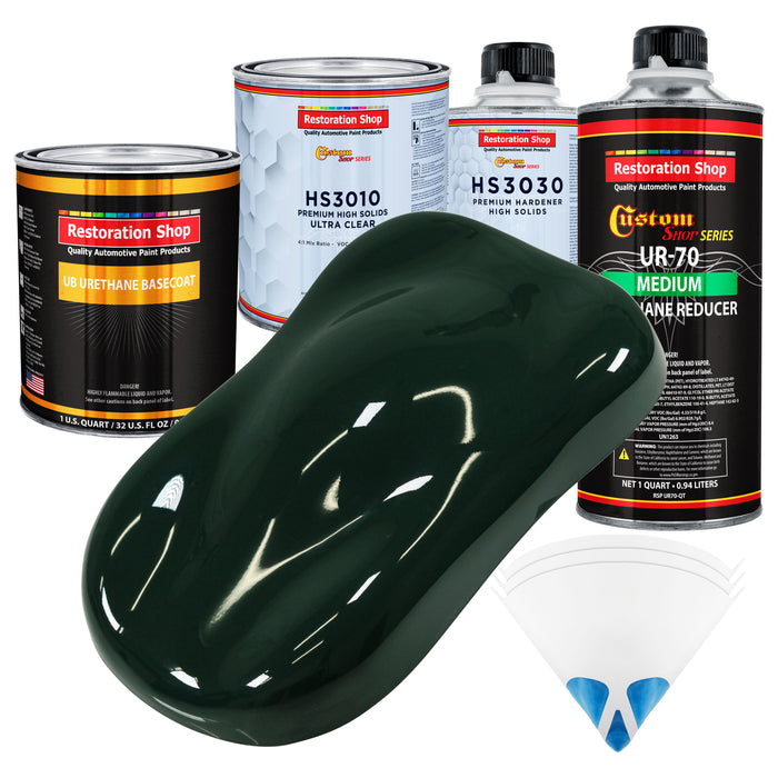British Racing Green - Urethane Basecoat with Premium Clearcoat Auto Paint - Complete Medium Quart Paint Kit - Professional Gloss Automotive Coating