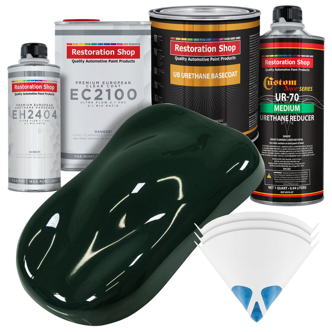 British Racing Green Urethane Basecoat with European Clearcoat Auto Paint - Complete Quart Paint Color Kit - Automotive Refinish Coating