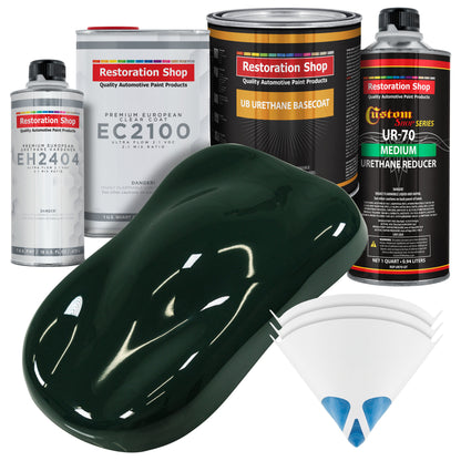 British Racing Green Urethane Basecoat with European Clearcoat Auto Paint - Complete Quart Paint Color Kit - Automotive Refinish Coating