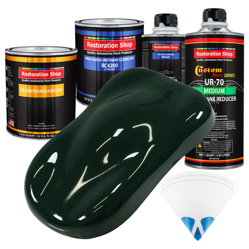 British Racing Green - Urethane Basecoat with Clearcoat Auto Paint - Complete Medium Quart Paint Kit - Professional Gloss Automotive Car Truck Coating