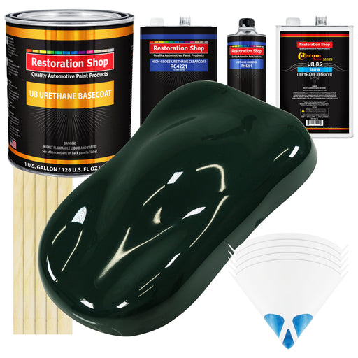 British Racing Green - Urethane Basecoat with Clearcoat Auto Paint - Complete Slow Gallon Paint Kit - Professional Gloss Automotive Car Truck Coating