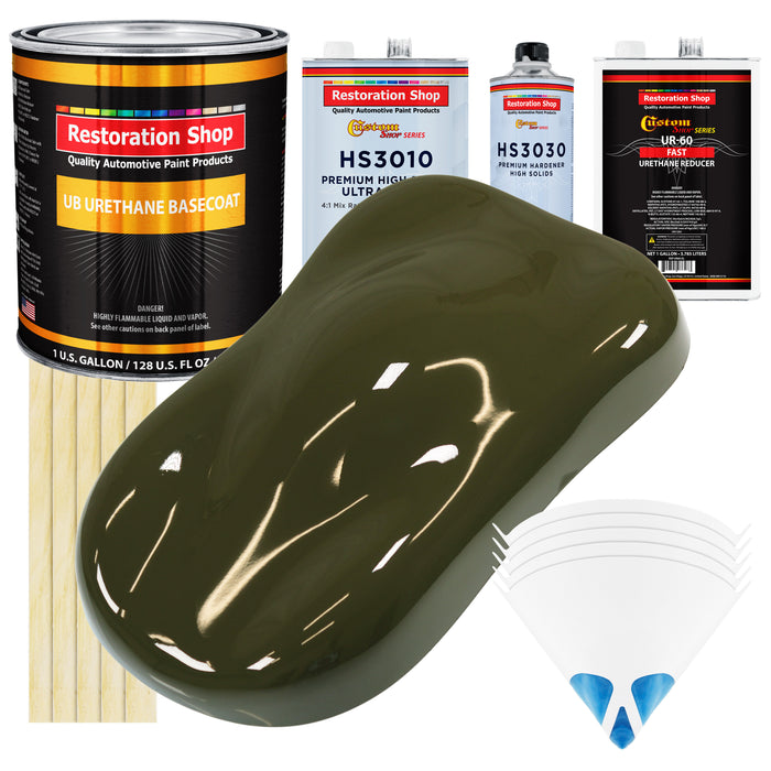 Olive Drab Green - Urethane Basecoat with Premium Clearcoat Auto Paint - Complete Fast Gallon Paint Kit - Professional High Gloss Automotive Coating