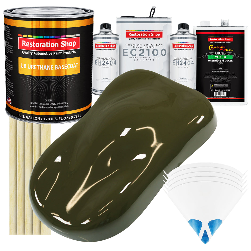 Olive Drab Green Urethane Basecoat with European Clearcoat Auto Paint - Complete Gallon Paint Color Kit - Automotive Refinish Coating