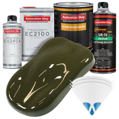 Olive Drab Green Urethane Basecoat with European Clearcoat Auto Paint - Complete Quart Paint Color Kit - Automotive Refinish Coating