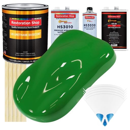 Vibrant Lime Green - Urethane Basecoat with Premium Clearcoat Auto Paint - Complete Fast Gallon Paint Kit - Professional High Gloss Automotive Coating
