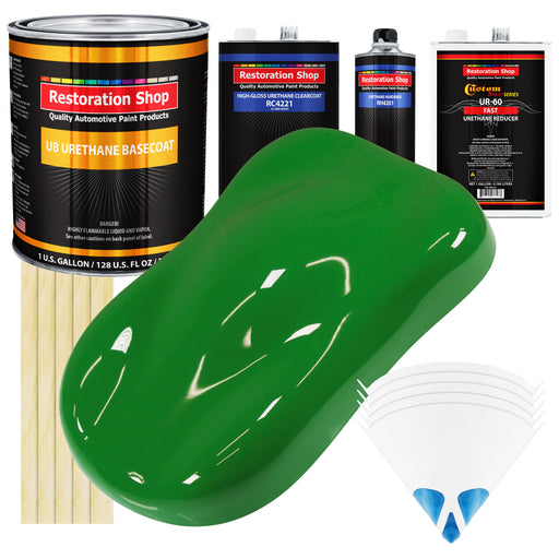 Vibrant Lime Green - Urethane Basecoat with Clearcoat Auto Paint - Complete Fast Gallon Paint Kit - Professional Gloss Automotive Car Truck Coating