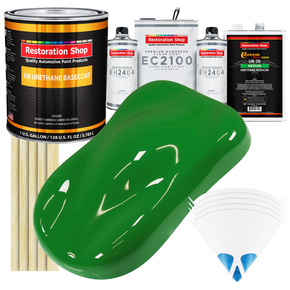 Vibrant Lime Green Urethane Basecoat with European Clearcoat Auto Paint - Complete Gallon Paint Color Kit - Automotive Refinish Coating