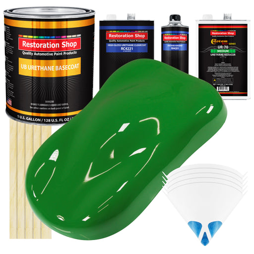 Vibrant Lime Green - Urethane Basecoat with Clearcoat Auto Paint - Complete Medium Gallon Paint Kit - Professional Gloss Automotive Car Truck Coating