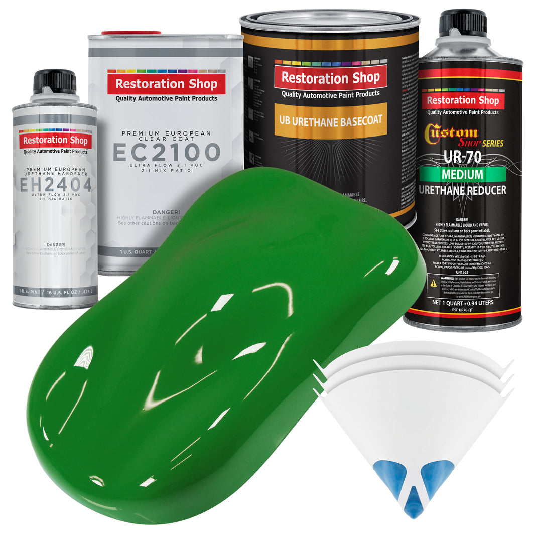 Vibrant Lime Green Urethane Basecoat with European Clearcoat Auto Paint - Complete Quart Paint Color Kit - Automotive Refinish Coating