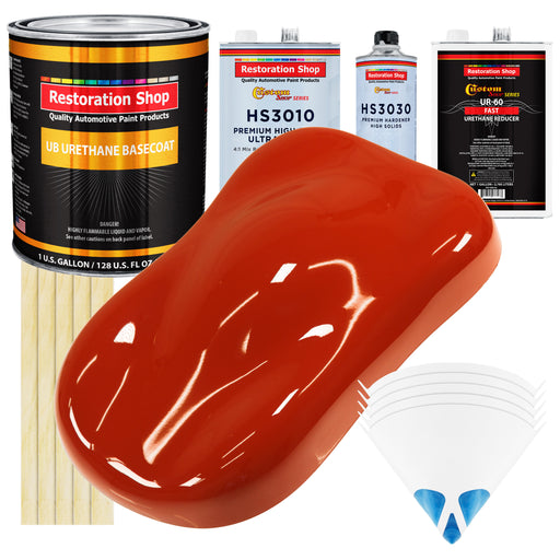 Hot Rod Red - Urethane Basecoat with Premium Clearcoat Auto Paint - Complete Fast Gallon Paint Kit - Professional High Gloss Automotive Coating