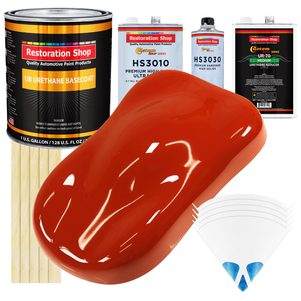 Hot Rod Red - Urethane Basecoat with Premium Clearcoat Auto Paint - Complete Medium Gallon Paint Kit - Professional High Gloss Automotive Coating