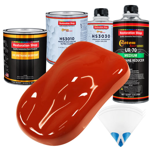 Hot Rod Red - Urethane Basecoat with Premium Clearcoat Auto Paint - Complete Medium Quart Paint Kit - Professional High Gloss Automotive Coating