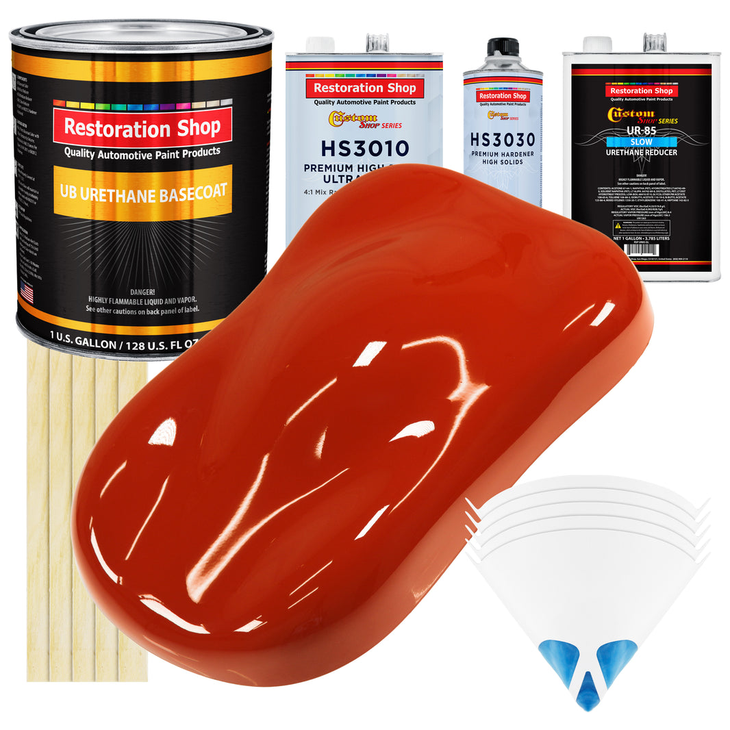 Hot Rod Red - Urethane Basecoat with Premium Clearcoat Auto Paint - Complete Slow Gallon Paint Kit - Professional High Gloss Automotive Coating