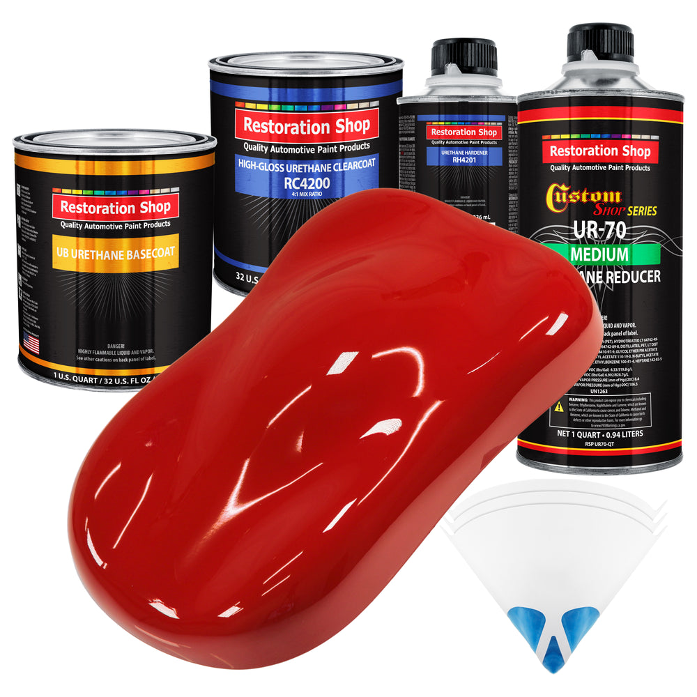 Graphic Red - Urethane Basecoat with Clearcoat Auto Paint - Complete Medium Quart Paint Kit - Professional High Gloss Automotive, Car, Truck Coating