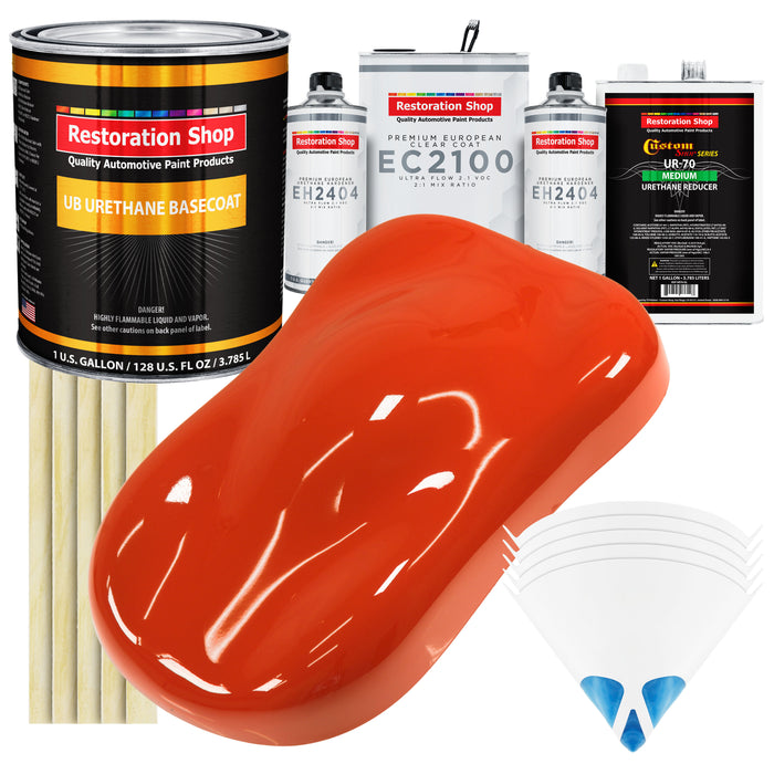 Tractor Red Urethane Basecoat with European Clearcoat Auto Paint - Complete Gallon Paint Color Kit - Automotive Refinish Coating