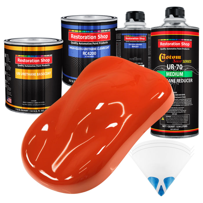 Tractor Red - Urethane Basecoat with Clearcoat Auto Paint - Complete Medium Quart Paint Kit - Professional High Gloss Automotive, Car, Truck Coating