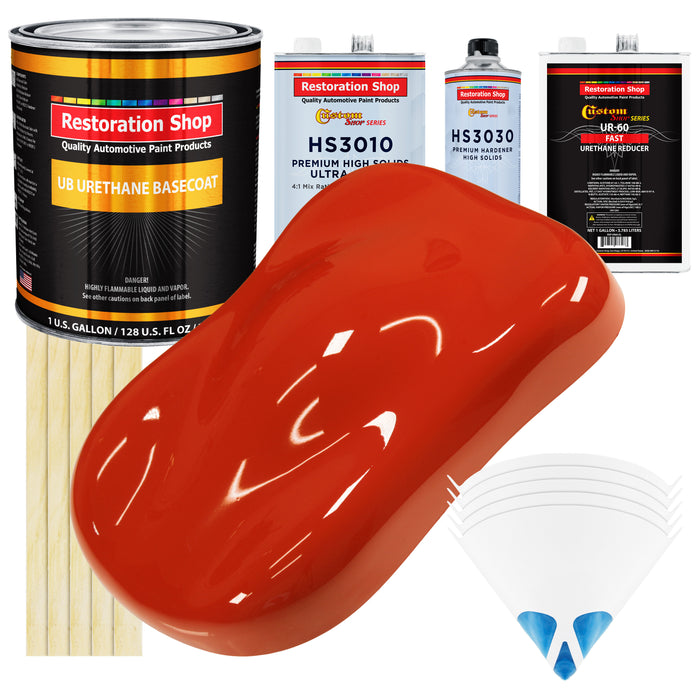 Monza Red - Urethane Basecoat with Premium Clearcoat Auto Paint - Complete Fast Gallon Paint Kit - Professional High Gloss Automotive Coating