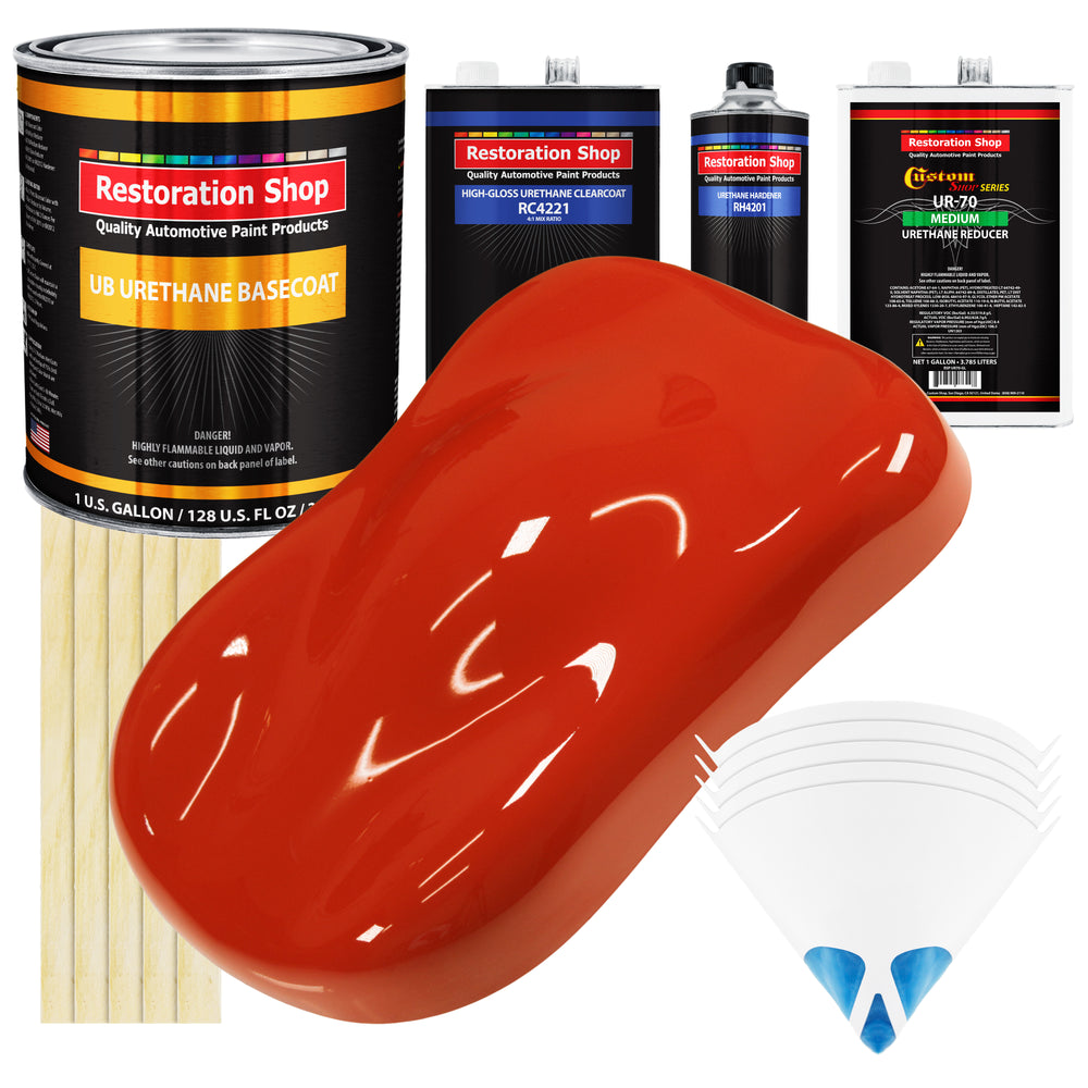 Monza Red - Urethane Basecoat with Clearcoat Auto Paint - Complete Medium Gallon Paint Kit - Professional High Gloss Automotive, Car, Truck Coating