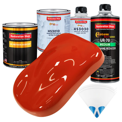Monza Red - Urethane Basecoat with Premium Clearcoat Auto Paint - Complete Medium Quart Paint Kit - Professional High Gloss Automotive Coating