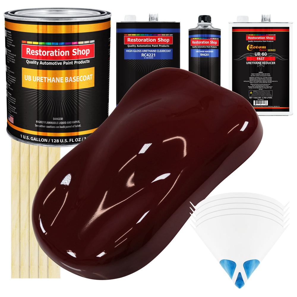 Carmine Red - Urethane Basecoat with Clearcoat Auto Paint - Complete Fast Gallon Paint Kit - Professional High Gloss Automotive, Car, Truck Coating