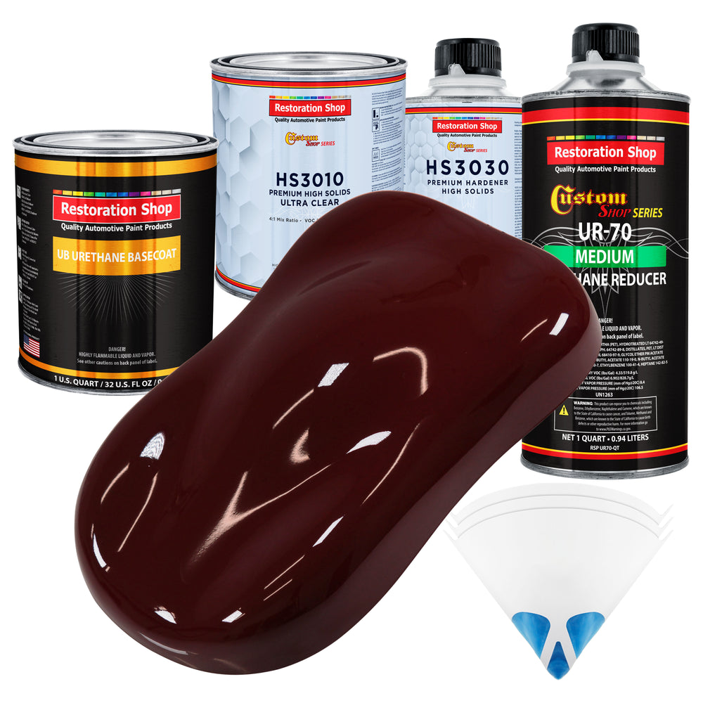 Carmine Red - Urethane Basecoat with Premium Clearcoat Auto Paint - Complete Medium Quart Paint Kit - Professional High Gloss Automotive Coating