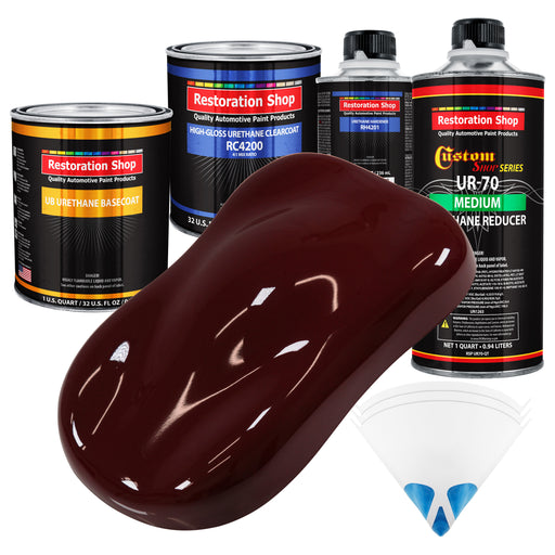 Carmine Red - Urethane Basecoat with Clearcoat Auto Paint - Complete Medium Quart Paint Kit - Professional High Gloss Automotive, Car, Truck Coating