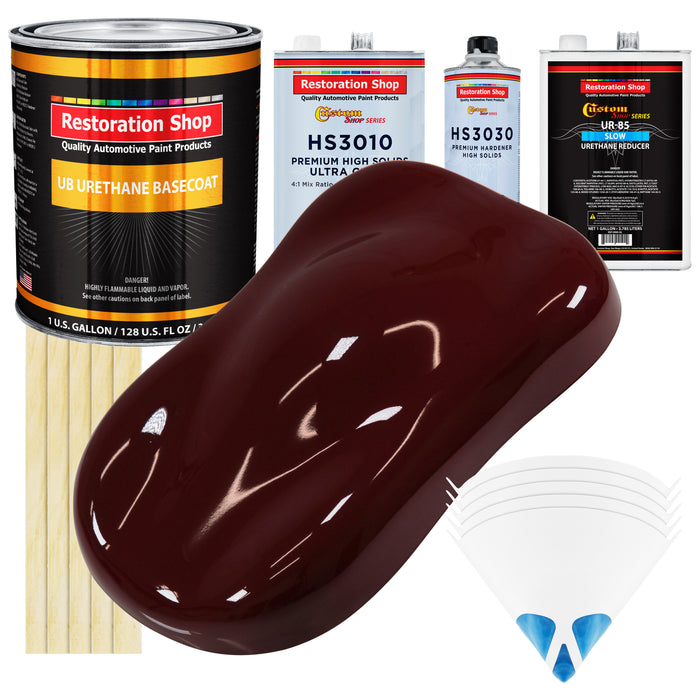 Carmine Red - Urethane Basecoat with Premium Clearcoat Auto Paint - Complete Slow Gallon Paint Kit - Professional High Gloss Automotive Coating