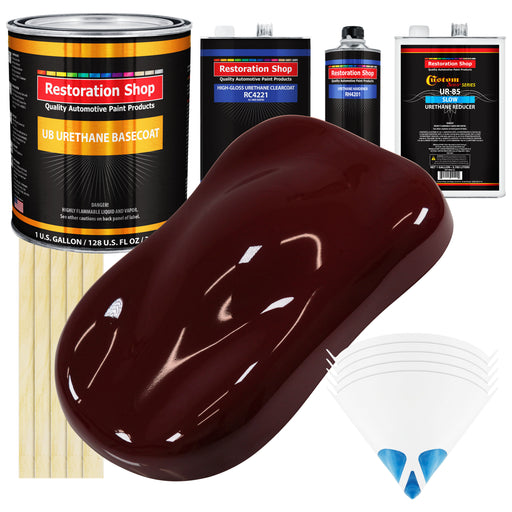 Carmine Red - Urethane Basecoat with Clearcoat Auto Paint - Complete Slow Gallon Paint Kit - Professional High Gloss Automotive, Car, Truck Coating