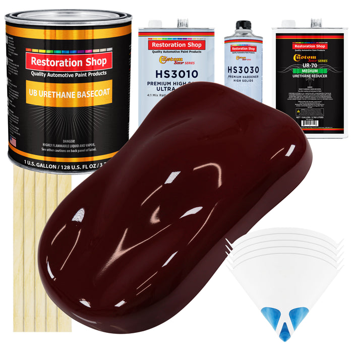 Burgundy - Urethane Basecoat with Premium Clearcoat Auto Paint - Complete Medium Gallon Paint Kit - Professional High Gloss Automotive Coating