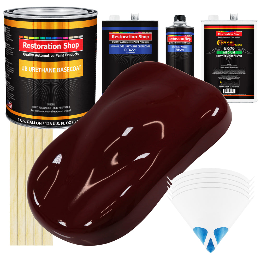 Burgundy - Urethane Basecoat with Clearcoat Auto Paint - Complete Medium Gallon Paint Kit - Professional High Gloss Automotive, Car, Truck Coating