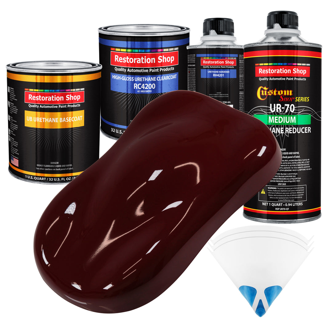 Burgundy - Urethane Basecoat with Clearcoat Auto Paint - Complete Medium Quart Paint Kit - Professional High Gloss Automotive, Car, Truck Coating