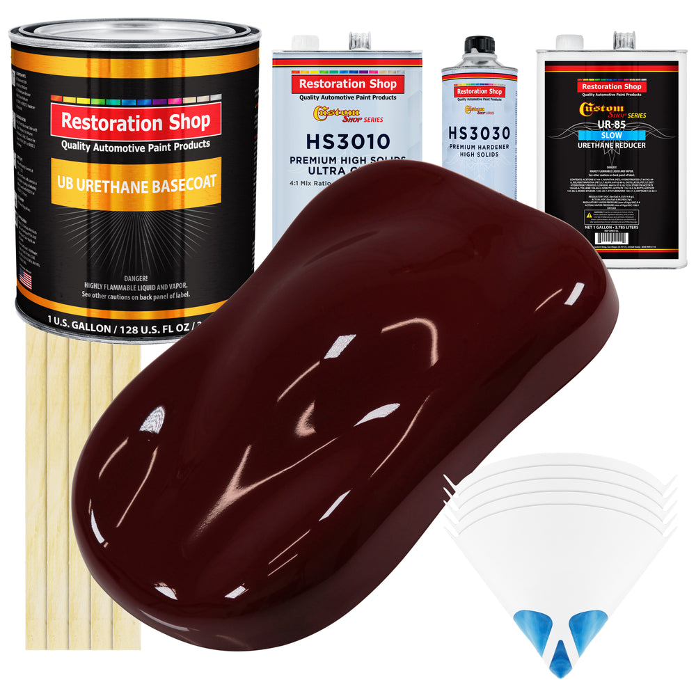 Burgundy - Urethane Basecoat with Premium Clearcoat Auto Paint - Complete Slow Gallon Paint Kit - Professional High Gloss Automotive Coating