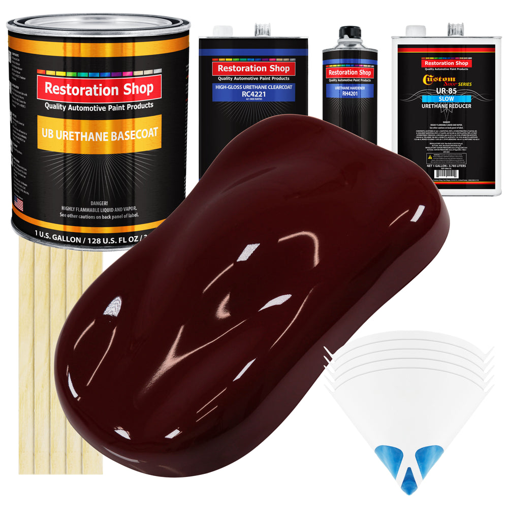 Burgundy - Urethane Basecoat with Clearcoat Auto Paint - Complete Slow Gallon Paint Kit - Professional High Gloss Automotive, Car, Truck Coating