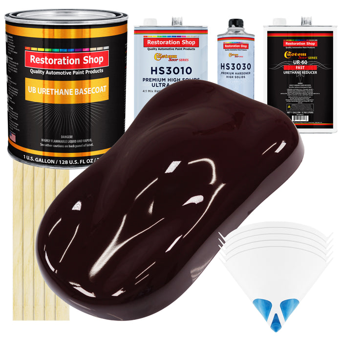 Royal Maroon - Urethane Basecoat with Premium Clearcoat Auto Paint - Complete Fast Gallon Paint Kit - Professional High Gloss Automotive Coating