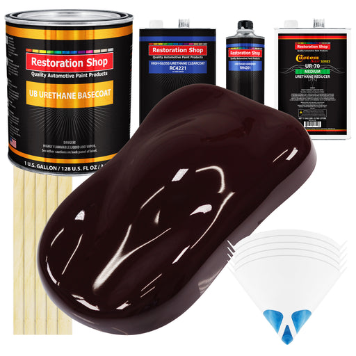 Royal Maroon - Urethane Basecoat with Clearcoat Auto Paint - Complete Medium Gallon Paint Kit - Professional High Gloss Automotive, Car, Truck Coating