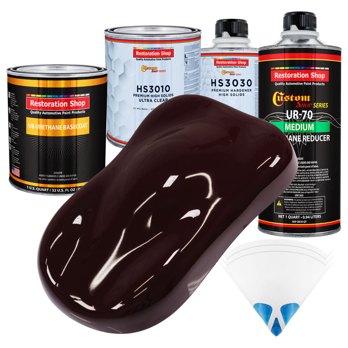 Royal Maroon - Urethane Basecoat with Premium Clearcoat Auto Paint - Complete Medium Quart Paint Kit - Professional High Gloss Automotive Coating