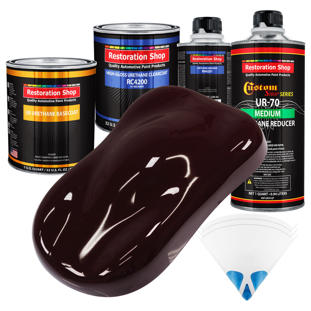 Royal Maroon - Urethane Basecoat with Clearcoat Auto Paint - Complete Medium Quart Paint Kit - Professional High Gloss Automotive, Car, Truck Coating