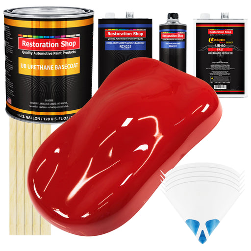 Rally Red - Urethane Basecoat with Clearcoat Auto Paint - Complete Fast Gallon Paint Kit - Professional High Gloss Automotive, Car, Truck Coating