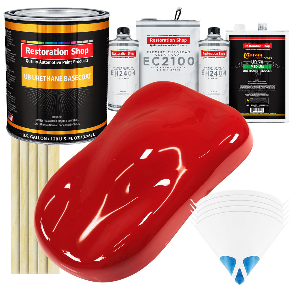 Rally Red Urethane Basecoat with European Clearcoat Auto Paint - Complete Gallon Paint Color Kit - Automotive Refinish Coating