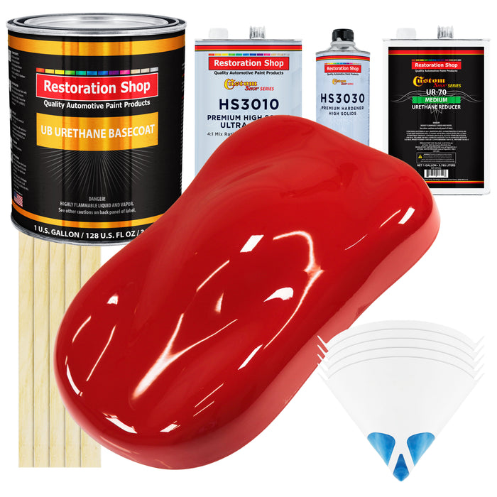 Rally Red - Urethane Basecoat with Premium Clearcoat Auto Paint - Complete Medium Gallon Paint Kit - Professional High Gloss Automotive Coating