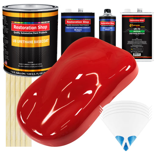 Rally Red - Urethane Basecoat with Clearcoat Auto Paint - Complete Medium Gallon Paint Kit - Professional High Gloss Automotive, Car, Truck Coating