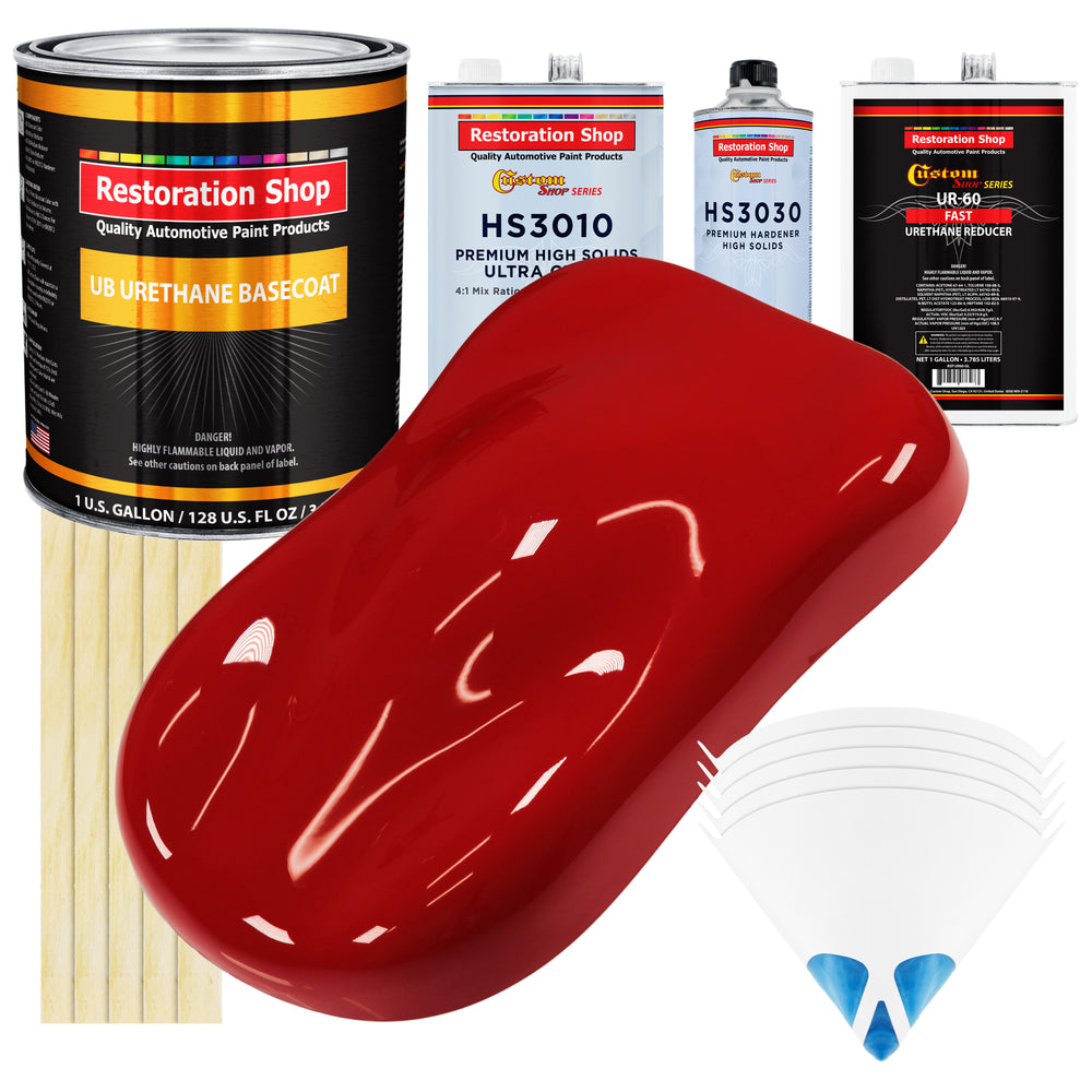 Victory Red - Urethane Basecoat with Premium Clearcoat Auto Paint - Complete Fast Gallon Paint Kit - Professional High Gloss Automotive Coating