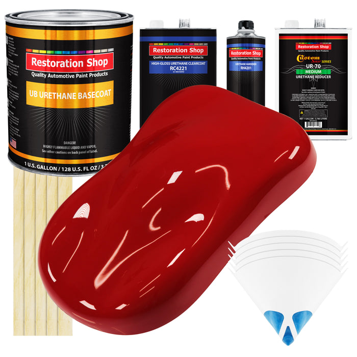 Victory Red - Urethane Basecoat with Clearcoat Auto Paint - Complete Medium Gallon Paint Kit - Professional High Gloss Automotive, Car, Truck Coating