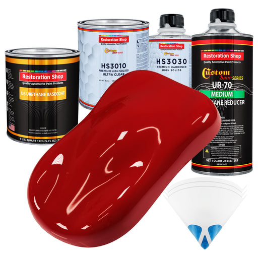 Victory Red - Urethane Basecoat with Premium Clearcoat Auto Paint - Complete Medium Quart Paint Kit - Professional High Gloss Automotive Coating