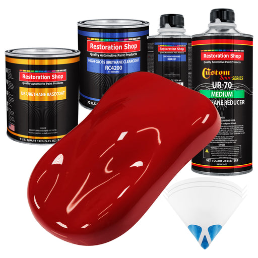 Victory Red - Urethane Basecoat with Clearcoat Auto Paint - Complete Medium Quart Paint Kit - Professional High Gloss Automotive, Car, Truck Coating